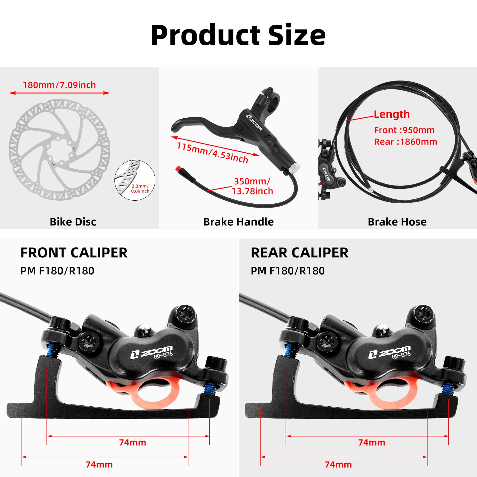 ZOOM HB876E Hydraulic Disc Bra - Zoom Hydraulic Brake 4 Piston E-Scooter recension och pris